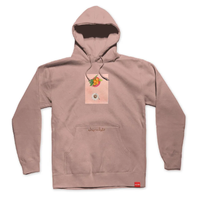 Chocolate Little Wins Pullover Hoodie Rose Pink Faux Fur Trim