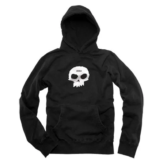 Zero Single Skull Pullover Hoodie Black White Ruffled Neck Pullover