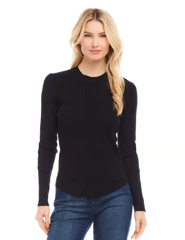Ribbed Sweater [BLK-3L89742] Embroidered Appliqued Beaded