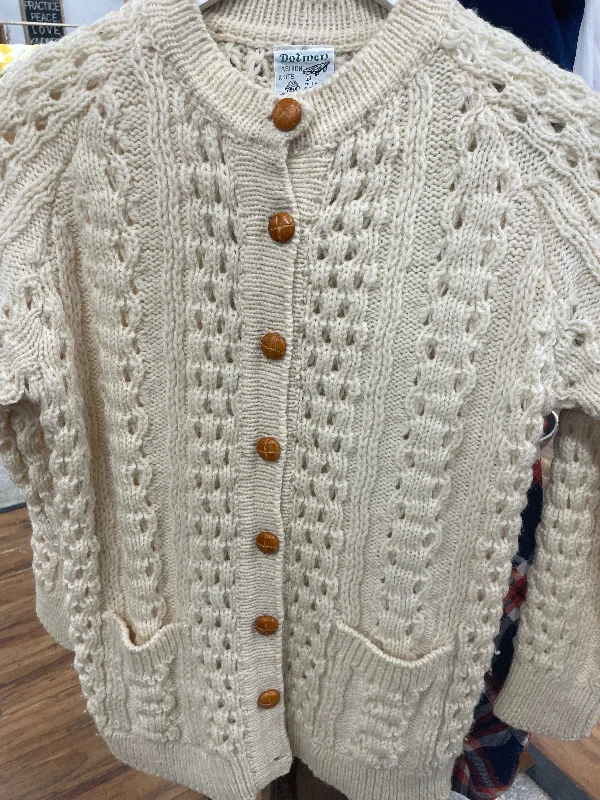 Vintage Button Up Wool Sweater Handmade Hand-knitted Hand-woven