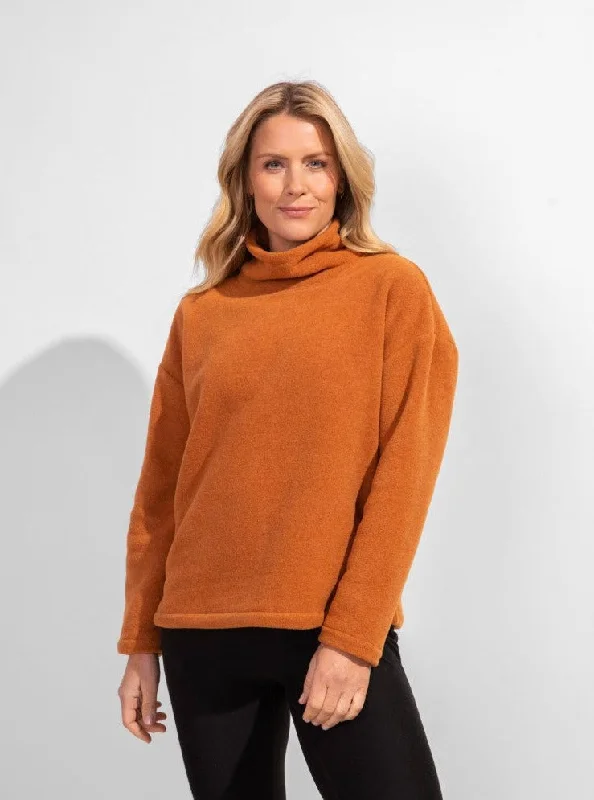 Frosted Fleece Crop Pullover [Spice-16210] Bateau Neck Pullover