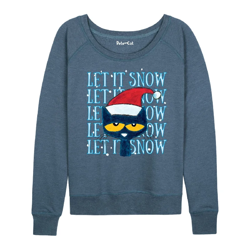 PTC Let It Snow Womens French Terry Pullover Boxy Neck Sweater