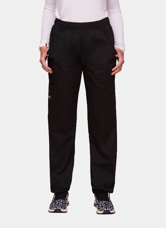Cherokee Core Stretch Mid Rise Pull-On Cargo Scrub Trousers WWE4005 - Black Trousers Canvas Durable Cherokee Core Stretch Mid Rise Pull-On Cargo Scrub Trousers WWE4005 - Black Trousers Canvas Durable