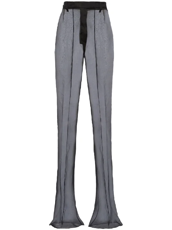semi-sheer flared trousers Trousers Winter Warm