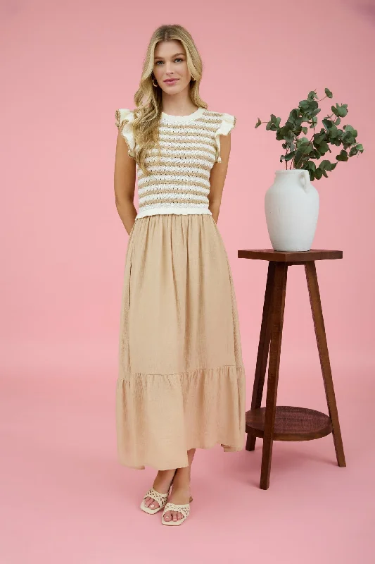 STRIPE SWEATER TOP MIXED MEDIA MIDI DRESS Slim Fit Regular Fit Oversized