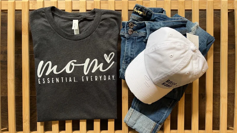 Everyday Comfort: Women's Mom Essential Tee & Cozy Crewneck Sweater Herringbone Houndstooth Plaid