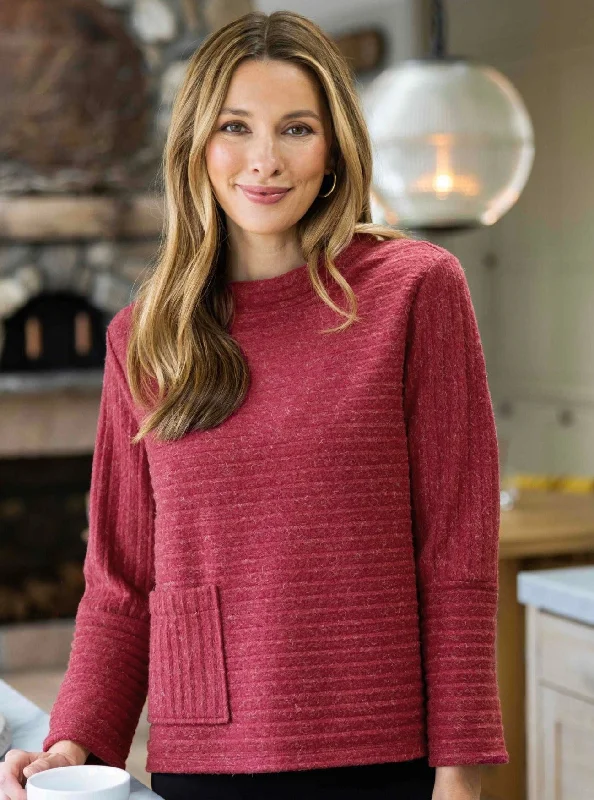 FLEECE PULLOVER [CRANBERRY-52329] Short Sleeve Top