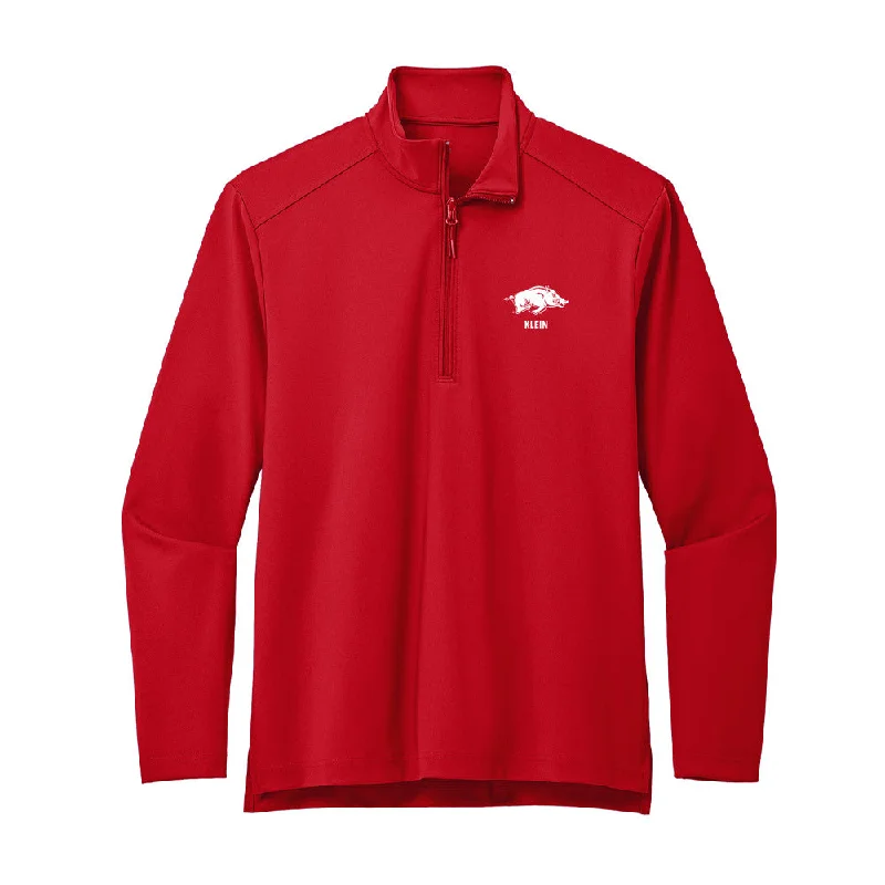 Arkansas - NCAA Women's Gymnastics : Hailey Klein - Premium Quarter Zip Jacket Belted Jacket Elasticated Jacket Padded Jacket