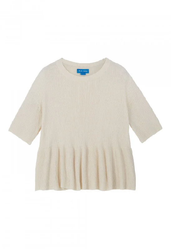Peplum Sweater - Ivory Collared Crew Neck Turtle Neck