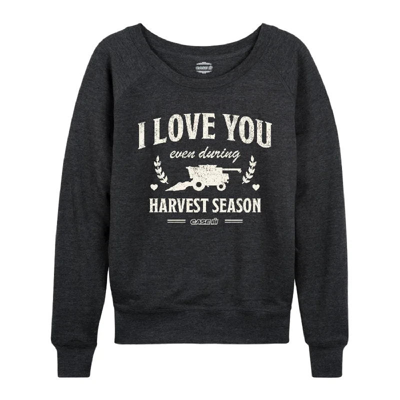 I Love You During Harvest Womens French Terry Pullover Kimono Neck Pullover