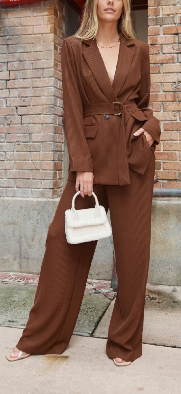 Elena Pinstripe Trousers Trousers Tapered Slim Fit