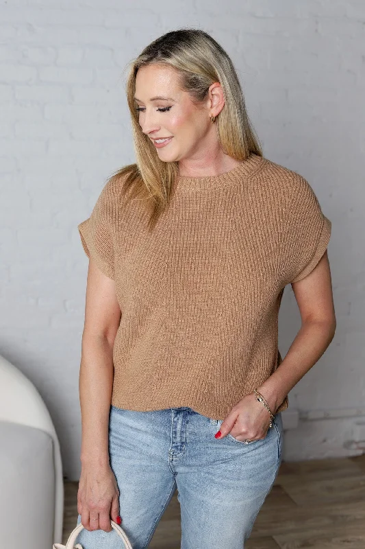 Sylvie Batwing Sleeved Knit Sweater - Latte Herringbone Houndstooth Plaid