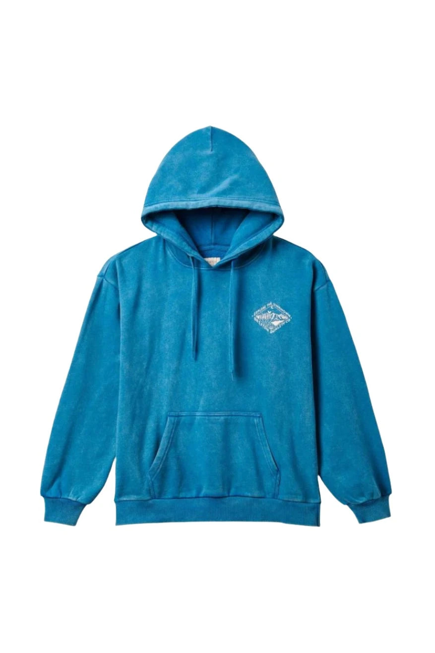 BRIXTON Women's Appalachian Pullover Hoodie Sapphire Worn Wash Button Front Sweater