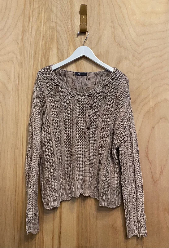 Drop Shoulder Garment Dyed Sweater Polka Dot Checkered Tartan