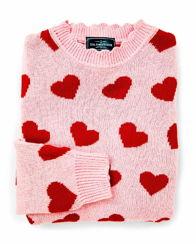 Pink Heart Scalloped Sweater Nylon Fabric Polyester Fabric Spandex Fabric