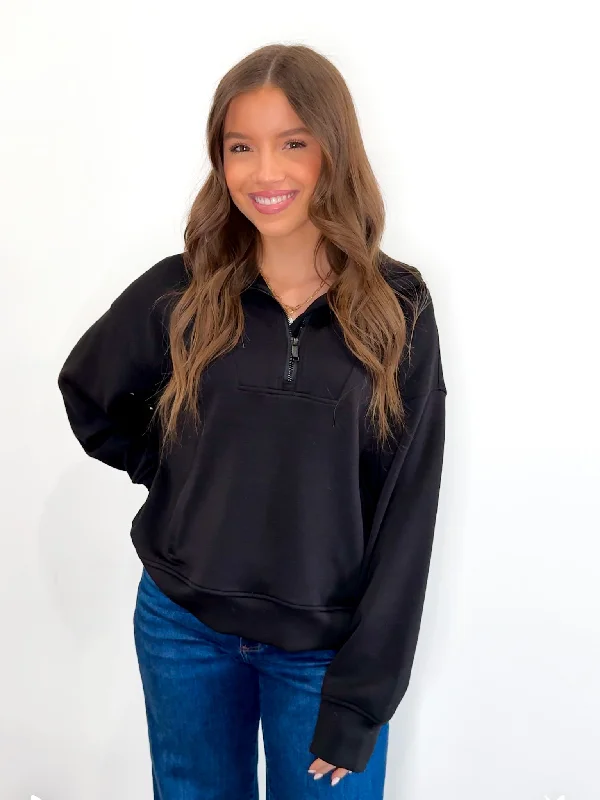 Curvy Her Favorite Pullover - Black Lantern Sleeve Elegant