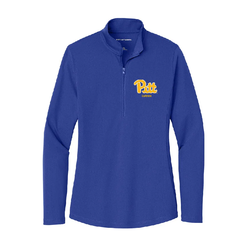 Pittsburgh - NCAA Women's Gymnastics : Kaylee Larson - Women's Lightweight Quarter Zip Jacket Denim Fabric Leather Fabric Suede Fabric