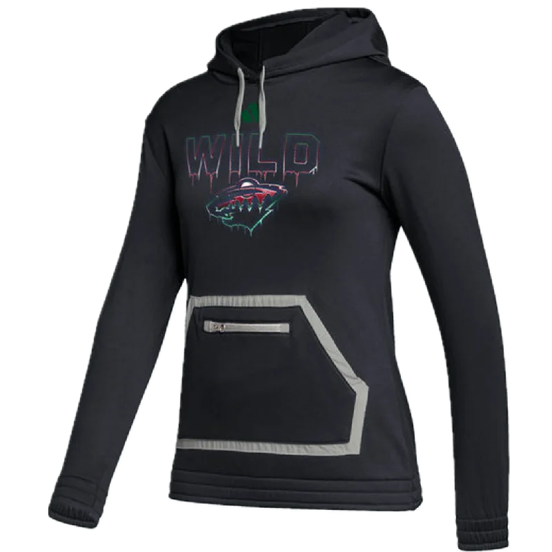 Minnesota Wild Women's adidas Black Drip Pullover Hoodie Thick Cable Knit