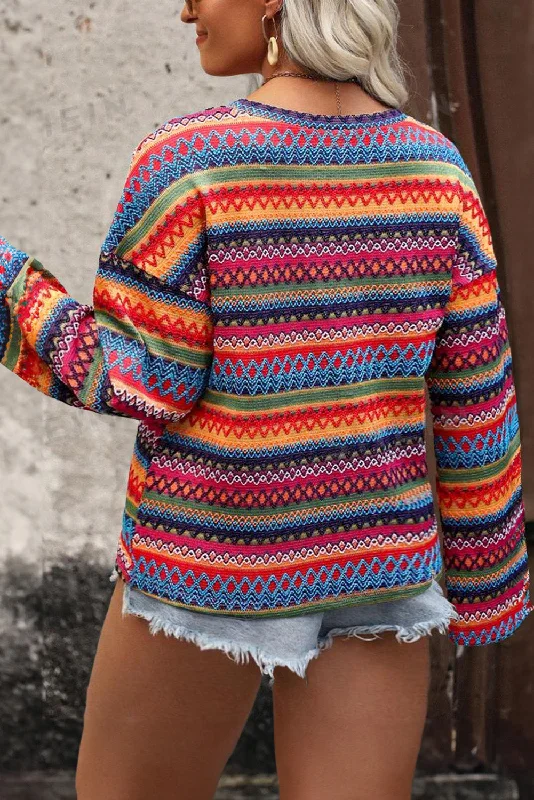 Vibrant Knit Pullover V-Neck Stylish Pullover