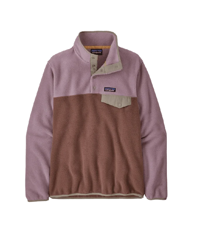 PATAGONIA Women's Synchilla Snap-T Fleece Pullover Crewneck Dulse Mauve Elbow Length Sleeve