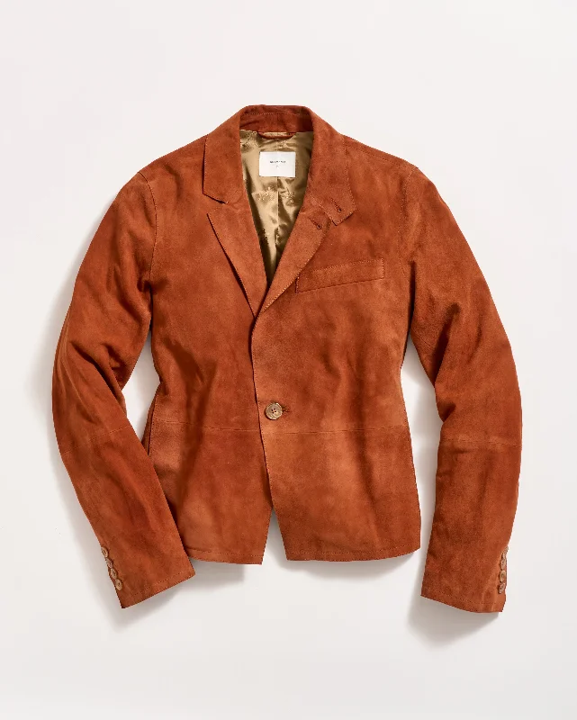 Raw Edge Suede Cropped Jacket Boat Neck Shawl Collar Notched Collar
