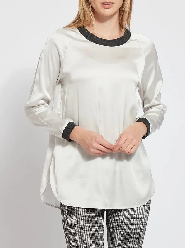 Carol Pullover Satin Top [23-2931] Flutter Sleeve Feminine