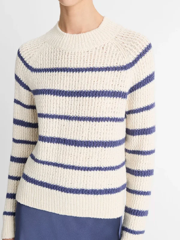 Ribbed Stripe Pullover High Neck Pullover