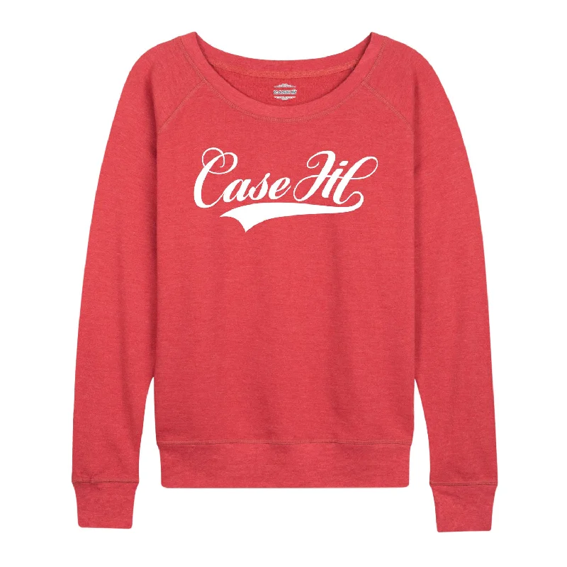 Case IH Script Tail Womens French Terry Pullover Shirred Sleeve Feminine