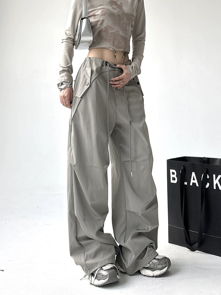 Utility Pocket Wide-Leg Trousers Trousers Canvas Durable