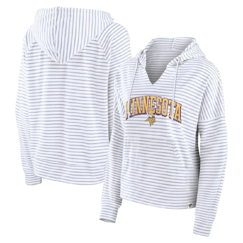 Minnesota Vikings Women's Striped Notch Neck Pullover Hoodie Thin Wool Pullover