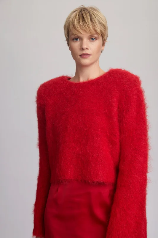 Safi pullover uldstriktrøje - Haute Red Wide Sleeve Pullover