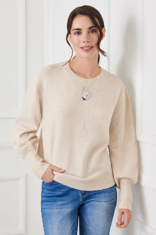Blson Sleeve Sweater [Sand-3L89788] Anti-Pilling Anti-Shrink Durable