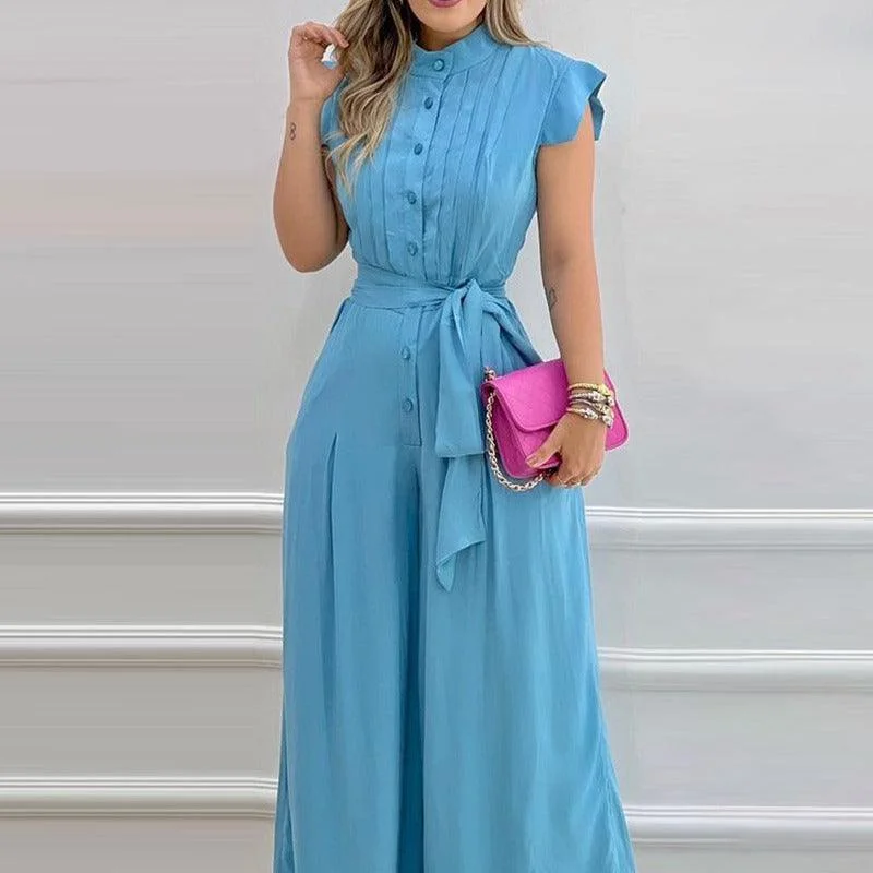 Fashion Women's Wear Blue Loose-fitting One-piece Trousers Trousers Modern Contemporary