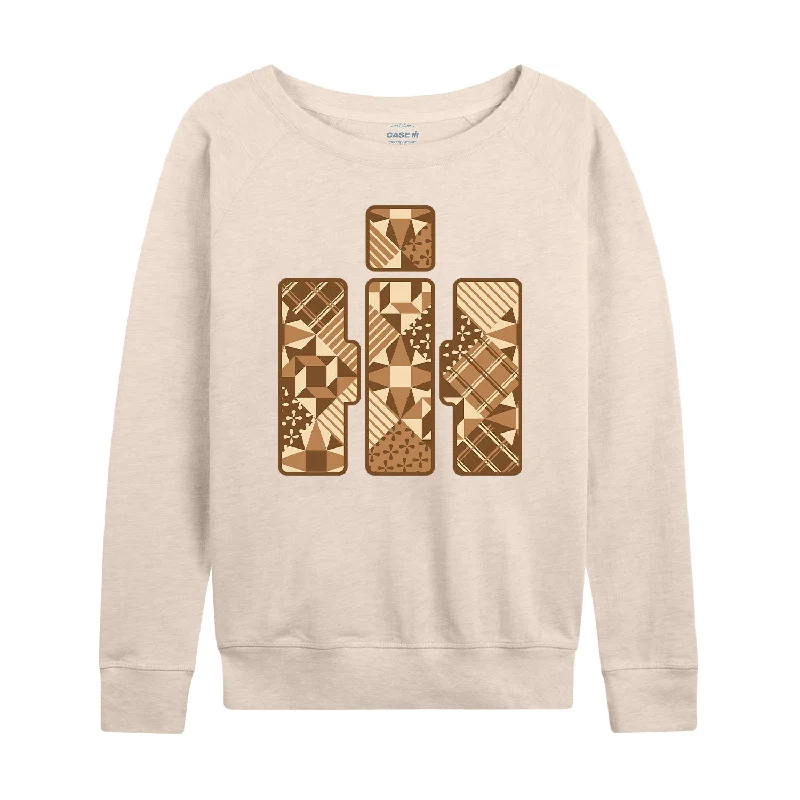 Logo Patchwork Womens French Terry Pullover Solo Sleeve Pullover
