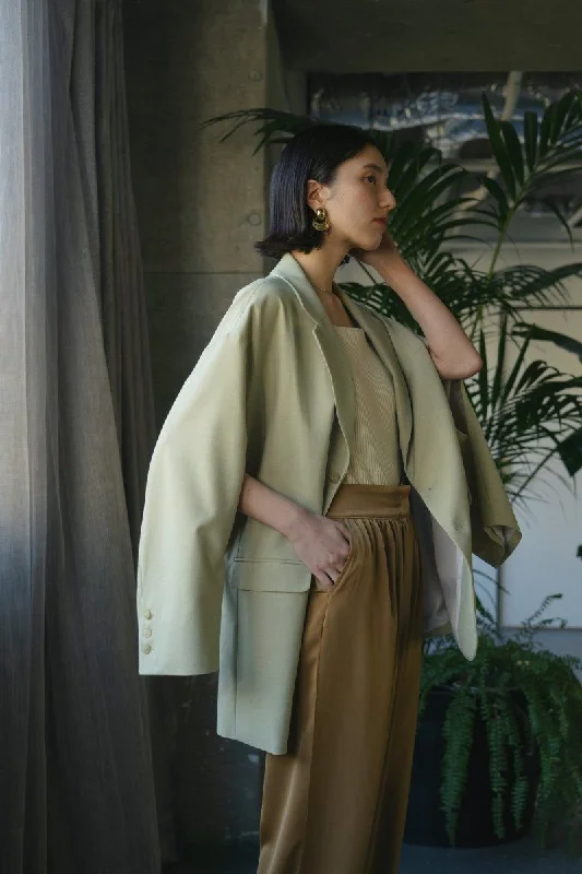 Arm Slit Tailored Jacket/Pistachio Zip Front Button Front Snap Front
