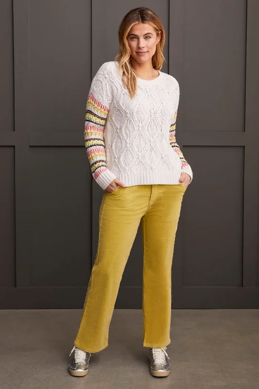 Long Sleeve Crew Neck Sweater [Moonstone-1851O] Solid Print Embellished