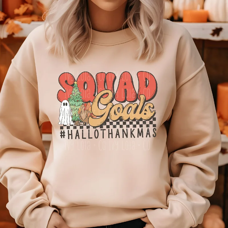 Hallowthankmas Squad Spirit Sweater Fitted Slim Tailored