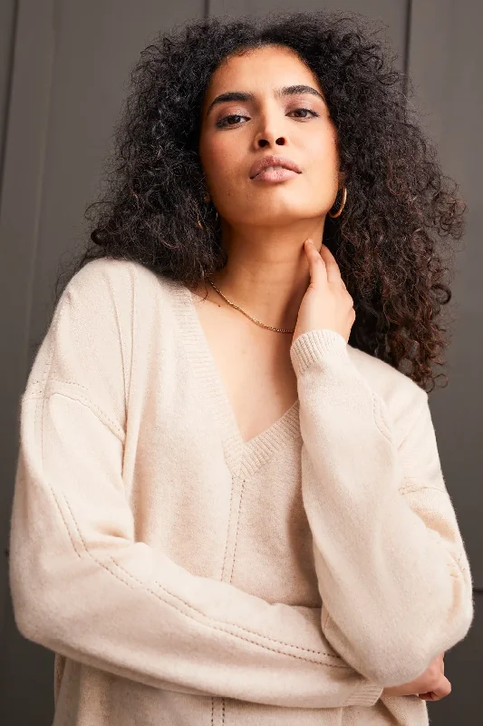 Long Sleeve Sweater Pointelle [H Moonstone-1892O] Terry Terry Cloth Terry Knit