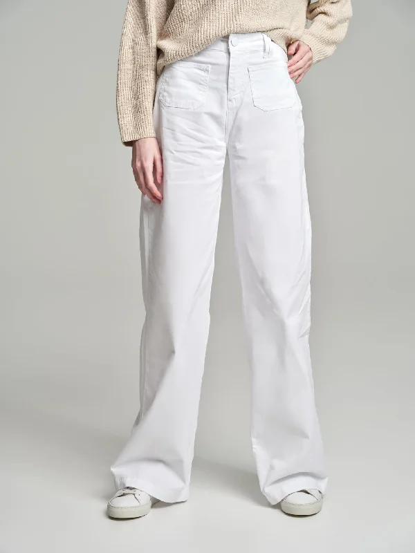 Wide leg white denim trousers Trousers Yoga Stretchy