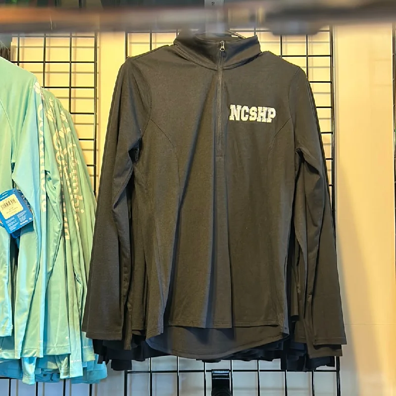Ladies Posicharge®️Tri-Blend Wicking 1/4-Zip Pullover - Black Triad Solid Lapel Neck Sweater