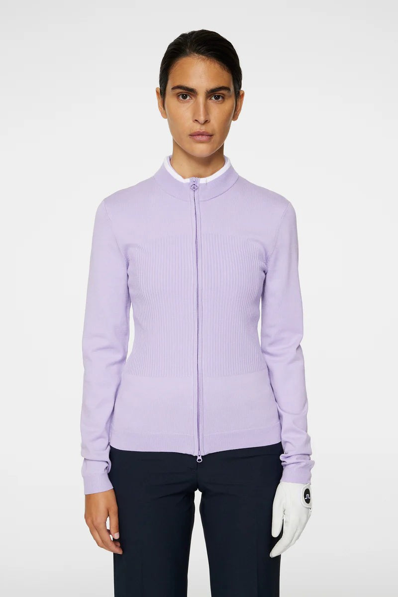 J.LINDEBERG Women Anna Zip Sweater Real Fur Shearling Chenille