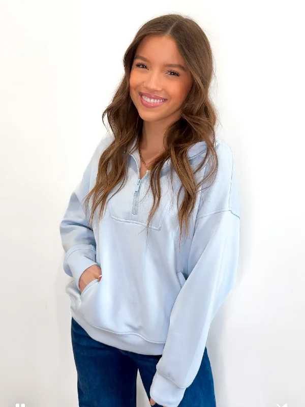 Curvy Her Favorite Pullover - Light Blue Leg Sleeve Comfort