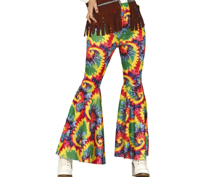 Hippie Tie-dye Flared Trousers Chinos Cotton Straight Leg