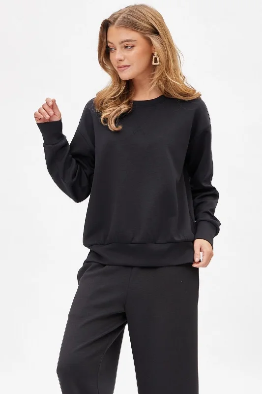 Black Malibu Pullover and Jogger Pant Set Mock Neck Pullover
