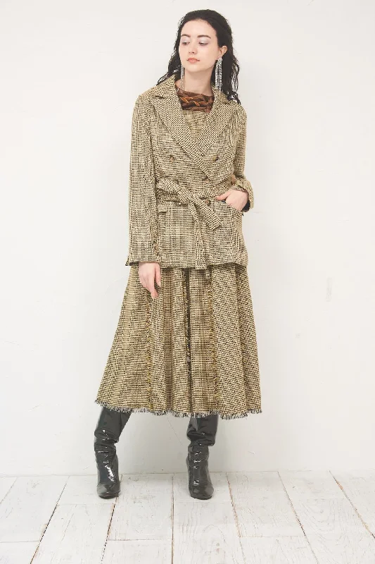 Glen Check Jacket (Yellow) Boat Neck Shawl Collar Notched Collar
