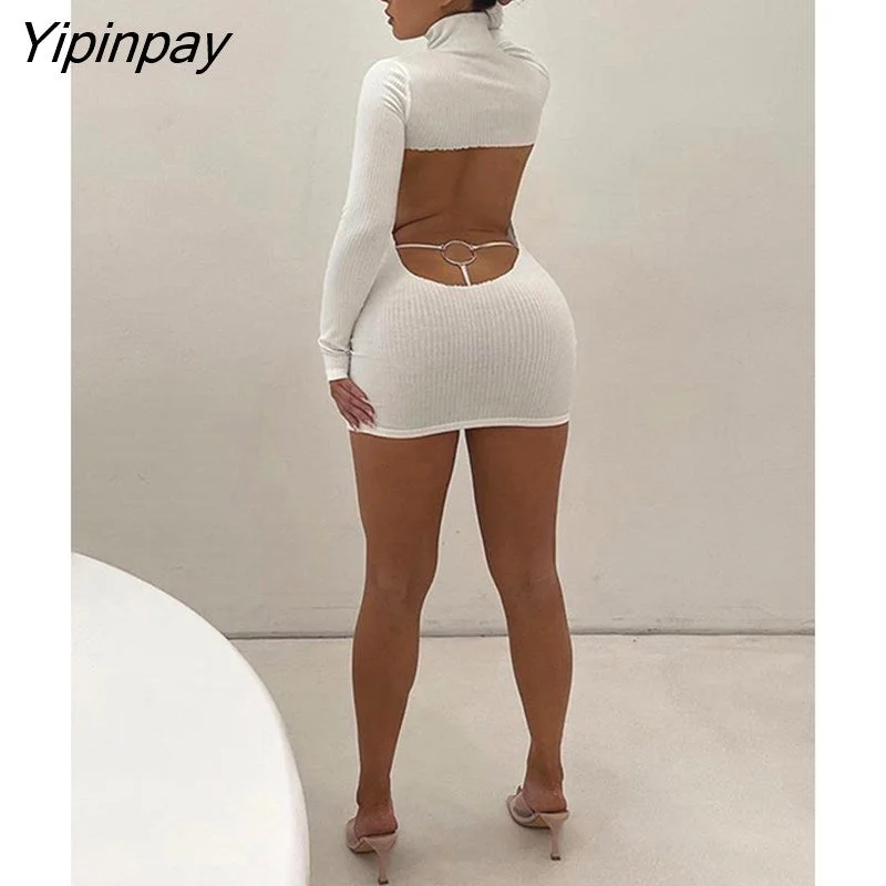 Yipinpay Sexy Backless Thin Slim Sweater Dress Female Long Sleeve High Collar Casual Club Bar Mini Dresses Lady Show Waist Sundress Stretchy Elastic Breathable Yipinpay Sexy Backless Thin Slim Sweater Dress Female Long Sleeve High Collar Casual Club Bar Mini Dresses Lady Show Waist Sundress Stretchy Elastic Breathable