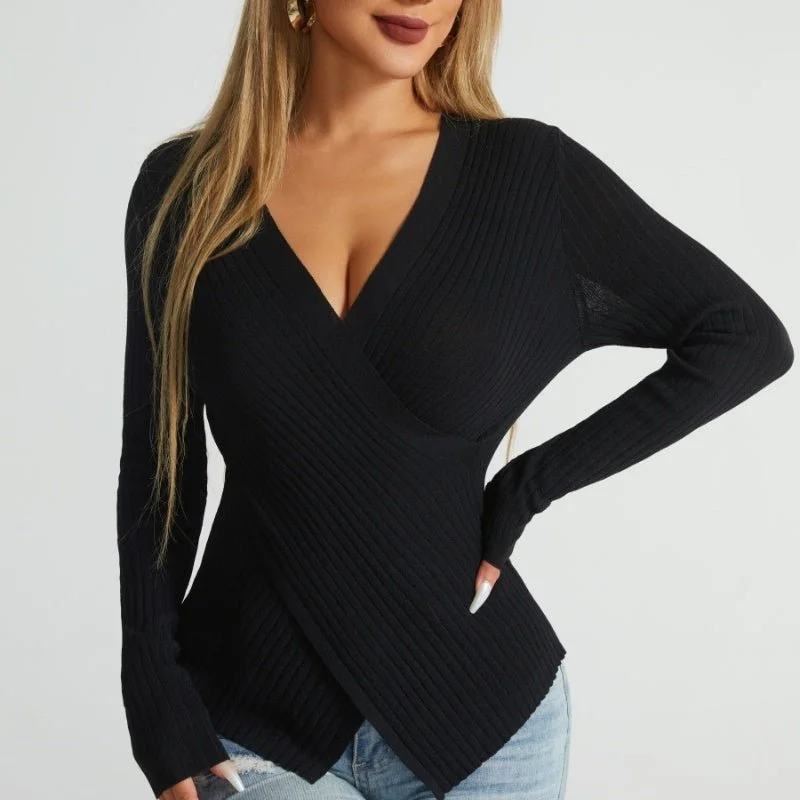 women's sweater Irregular Cross – Chic Pullover Top for a Fashion-Forward Look Crew Neck Wool women's sweater Irregular Cross – Chic Pullover Top for a Fashion-Forward Look Crew Neck Wool