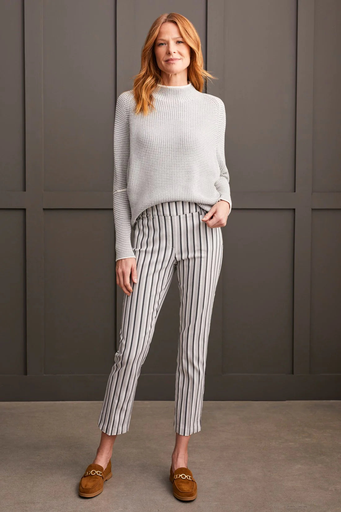 Long Sleeve Funnel Neck Sweater [Smokey Grey-1931O] Collared Crew Neck Turtle Neck