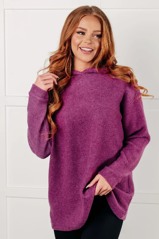 Basically My Favorite Hooded Pullover in Light Plum Tight Sleeve Top