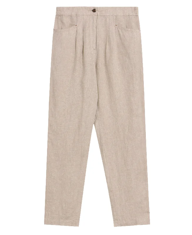 Rowena Linen Trouser - Light Natural Trousers Designer Luxury
